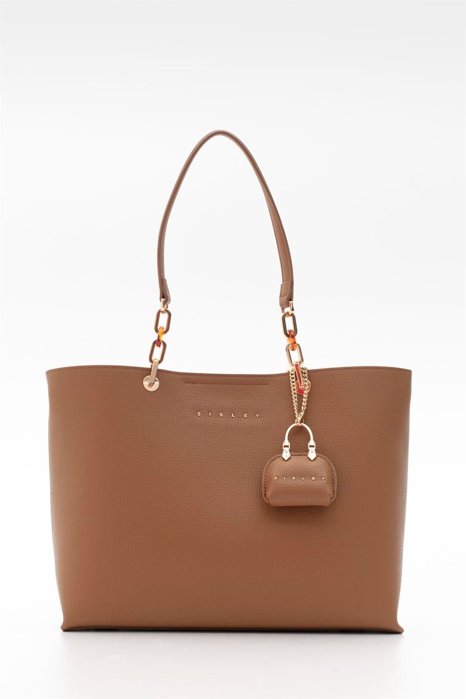 Sisley 323 Kadın Deri Kol Çantası Camel