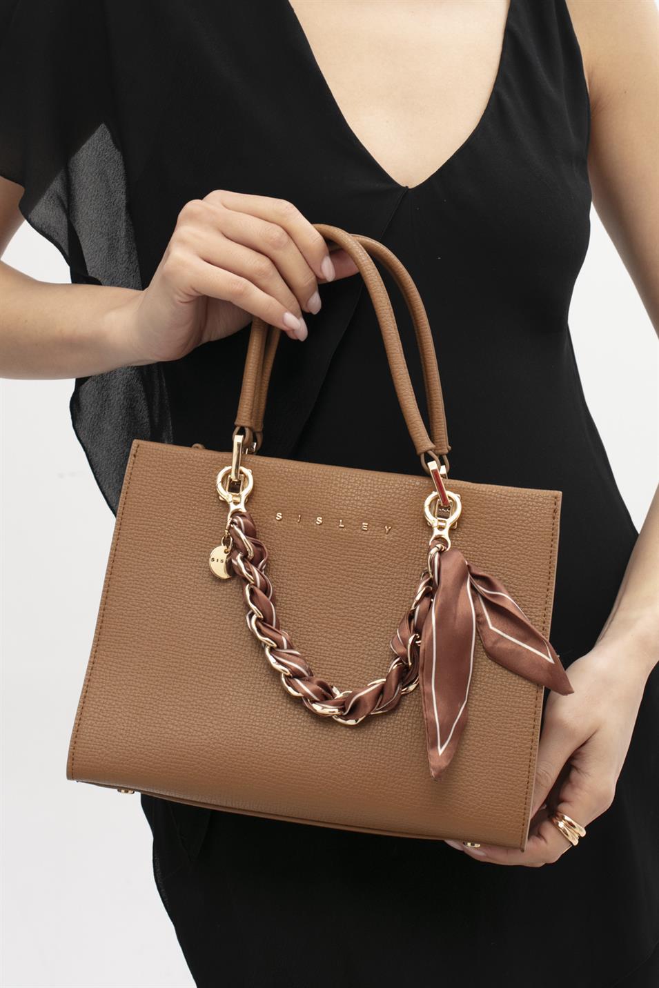Sisley 324 Kadın Deri Kol Çantası Camel