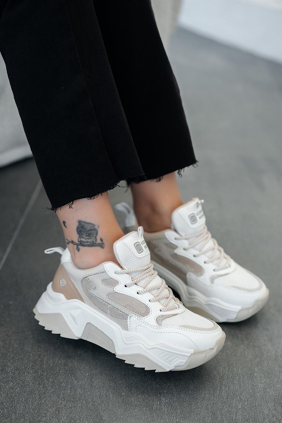Torder Kadın Kalın Tabanlı Sneakers Beyaz