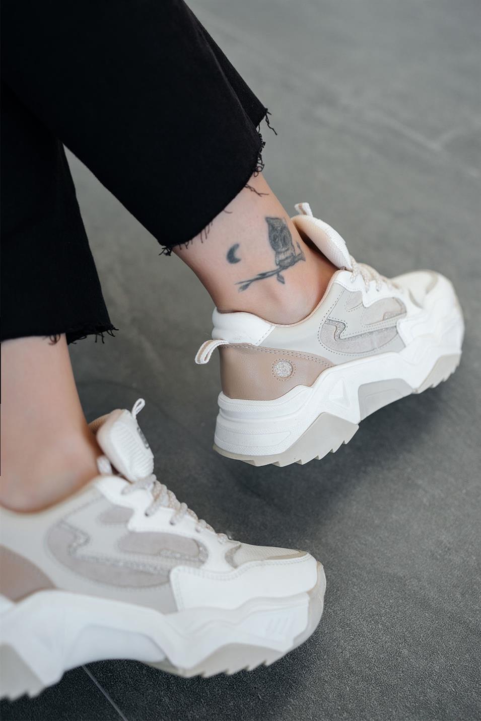 Torder Kadın Kalın Tabanlı Sneakers Beyaz