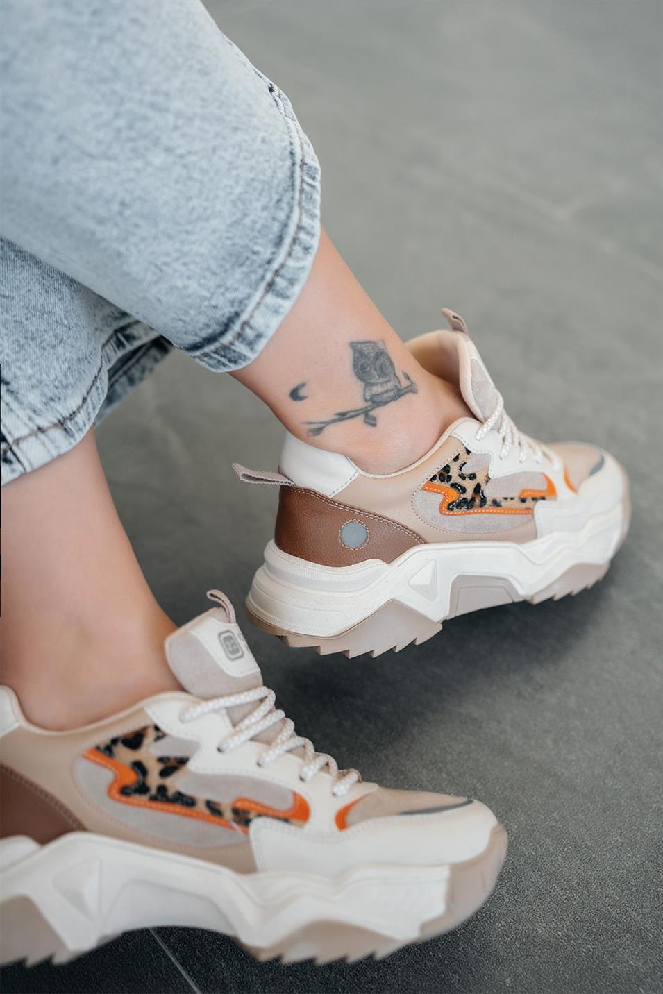 Torder Kadın Kalın Tabanlı Sneakers Bej