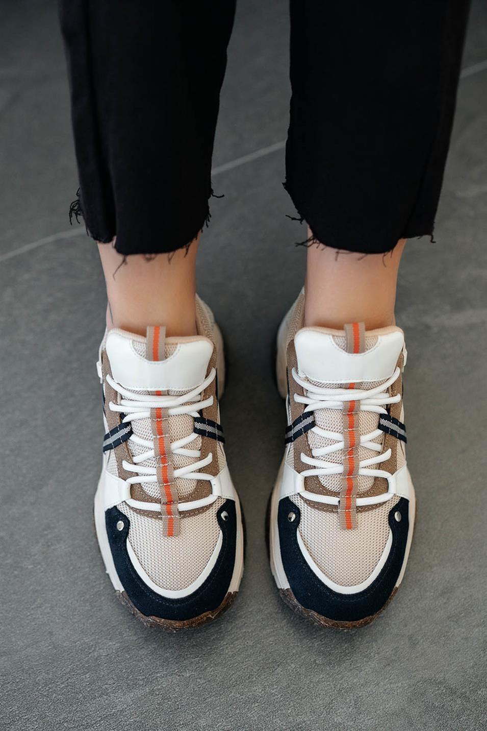 Trow Kadın Bağcıklı Kalın Tabanlı Sneakers Lacivert