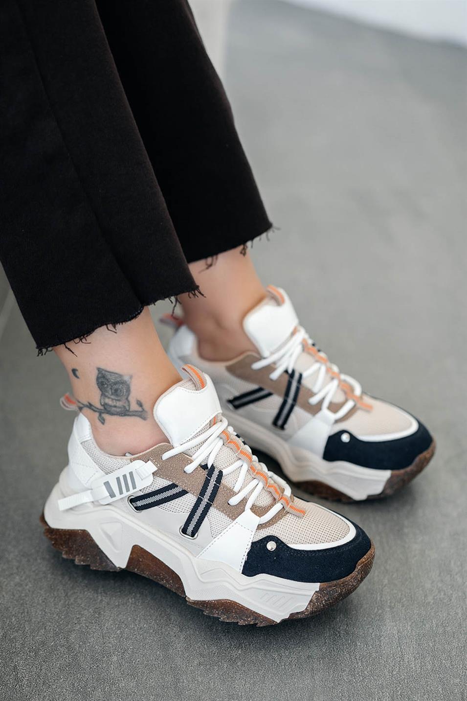 Trow Kadın Bağcıklı Kalın Tabanlı Sneakers Lacivert