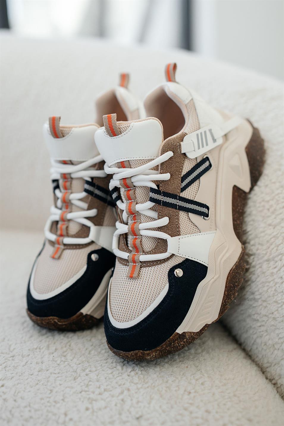 Trow Kadın Bağcıklı Kalın Tabanlı Sneakers Lacivert