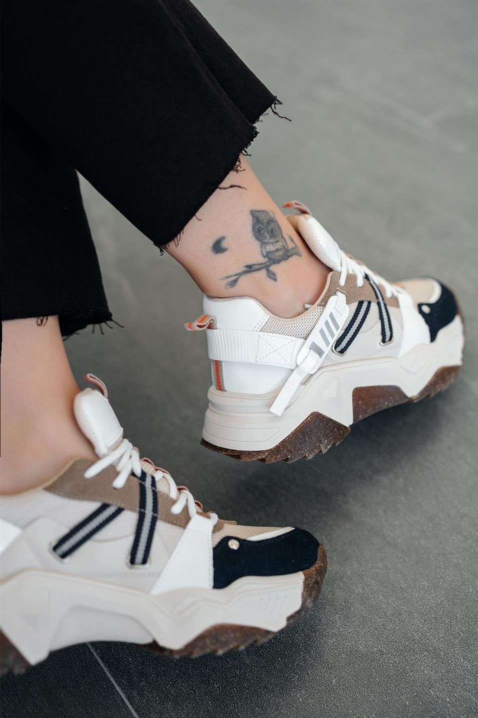 Trow Kadın Bağcıklı Kalın Tabanlı Sneakers Lacivert