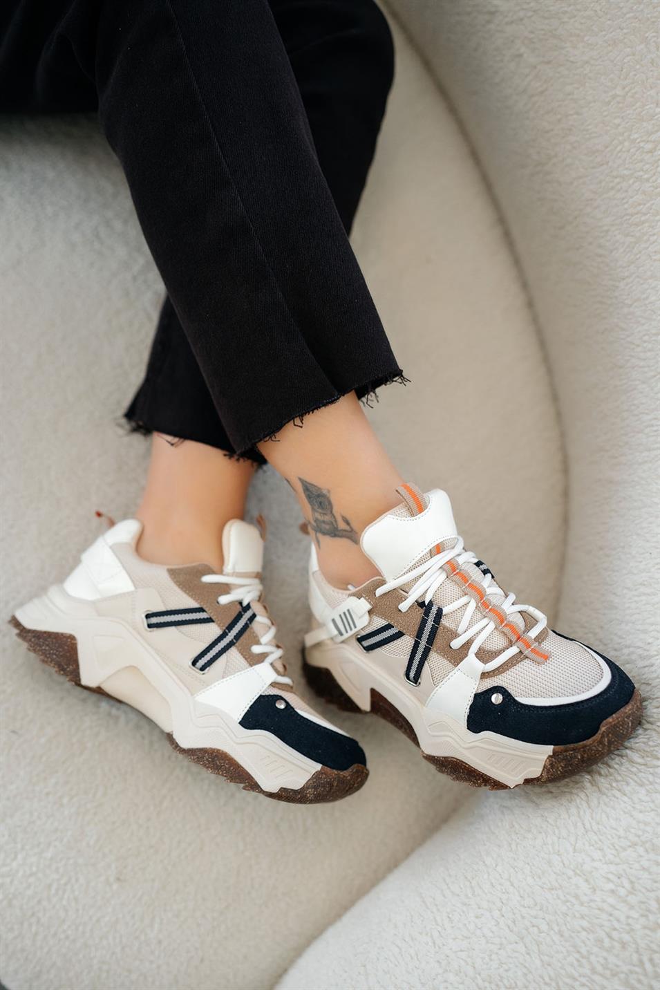 Trow Kadın Bağcıklı Kalın Tabanlı Sneakers Lacivert