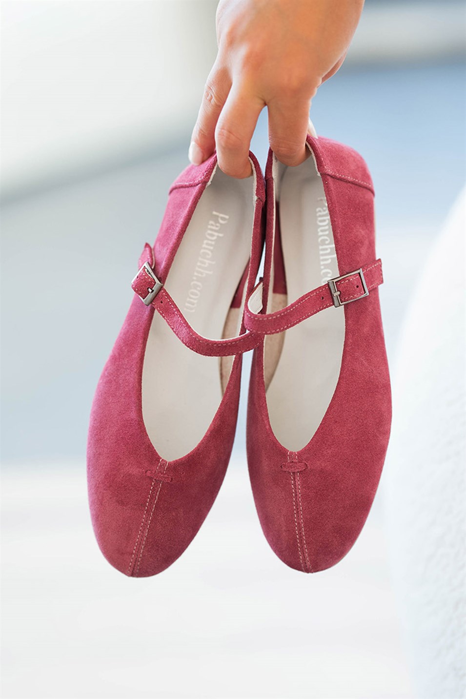 Will Kemerli Yuvarlak Burun Hakiki Süet Deri Babet Fuşya