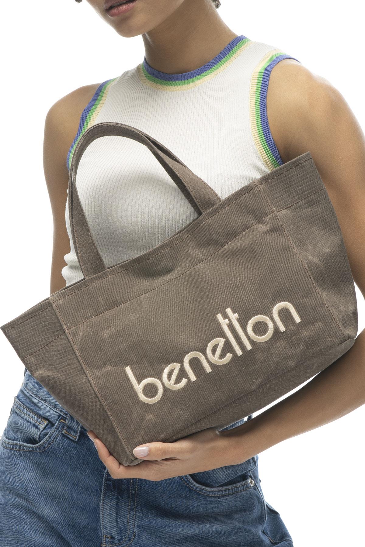 Benetton 1102 Kadın Kumaş Kol Çantası Kahve