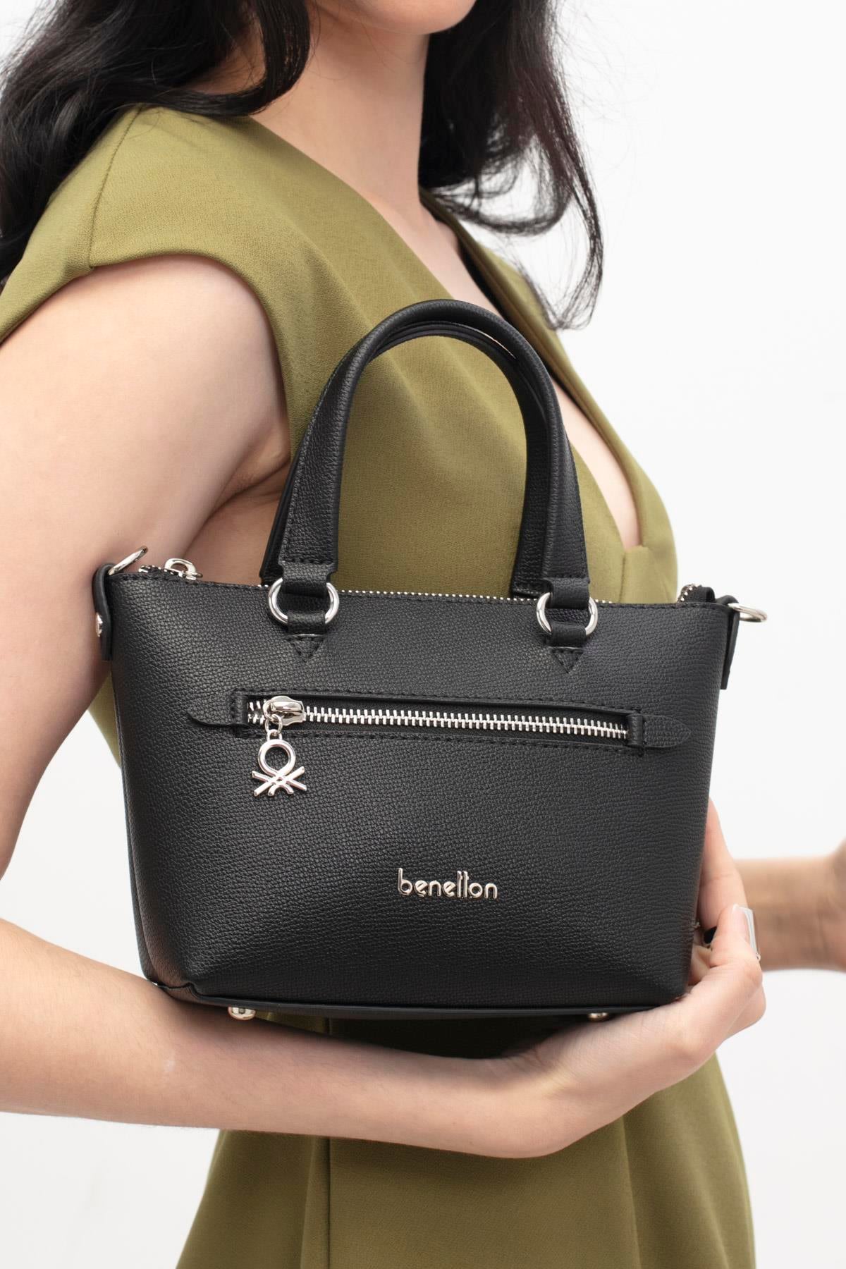 Benetton 1801 Kadın Deri Kol Çantası Siyah