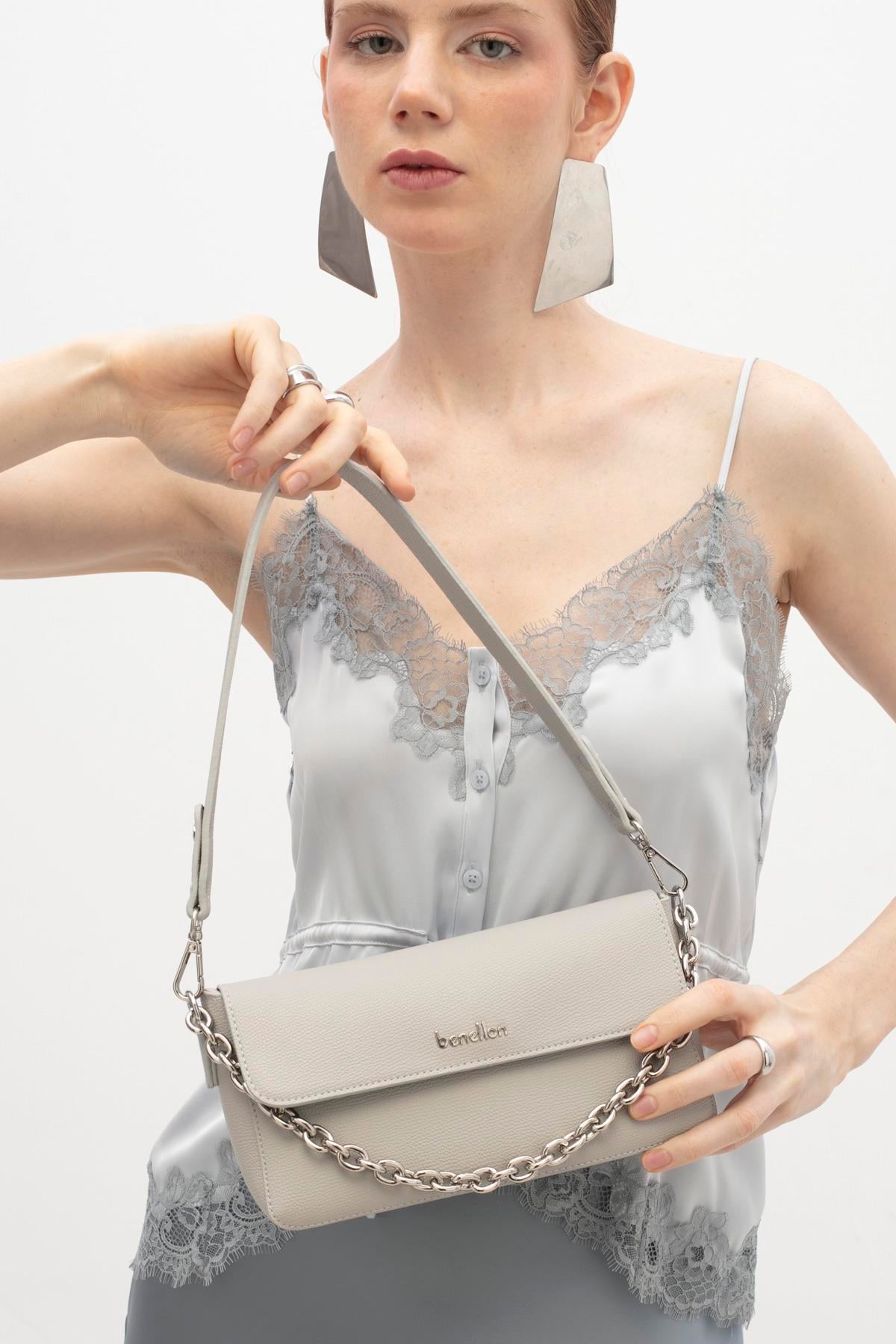 Benetton 1814 Kadın Deri Kol Çantası Taş