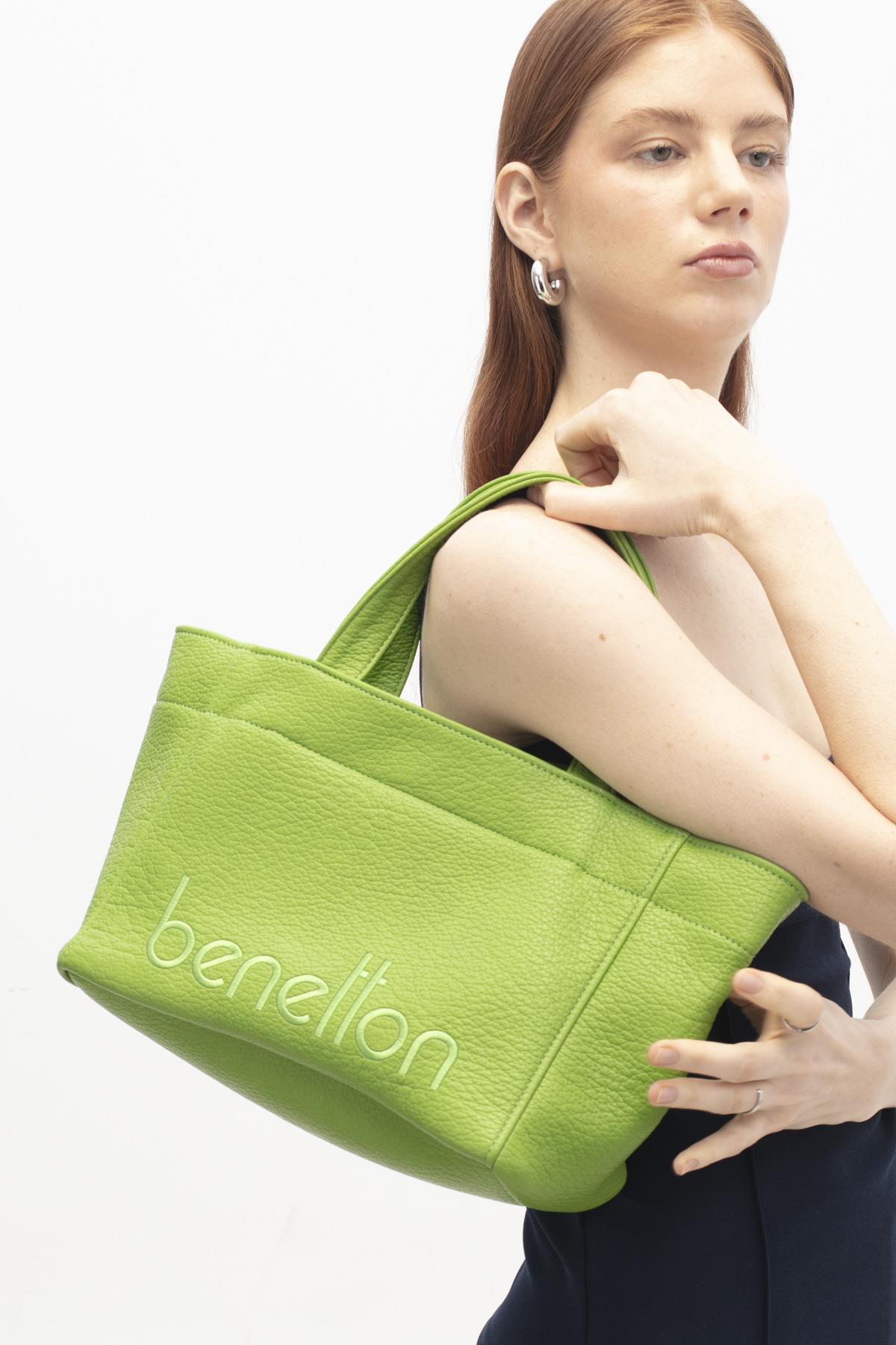 Benetton 1844 Kadın Deri Kol Çantası Yeşil