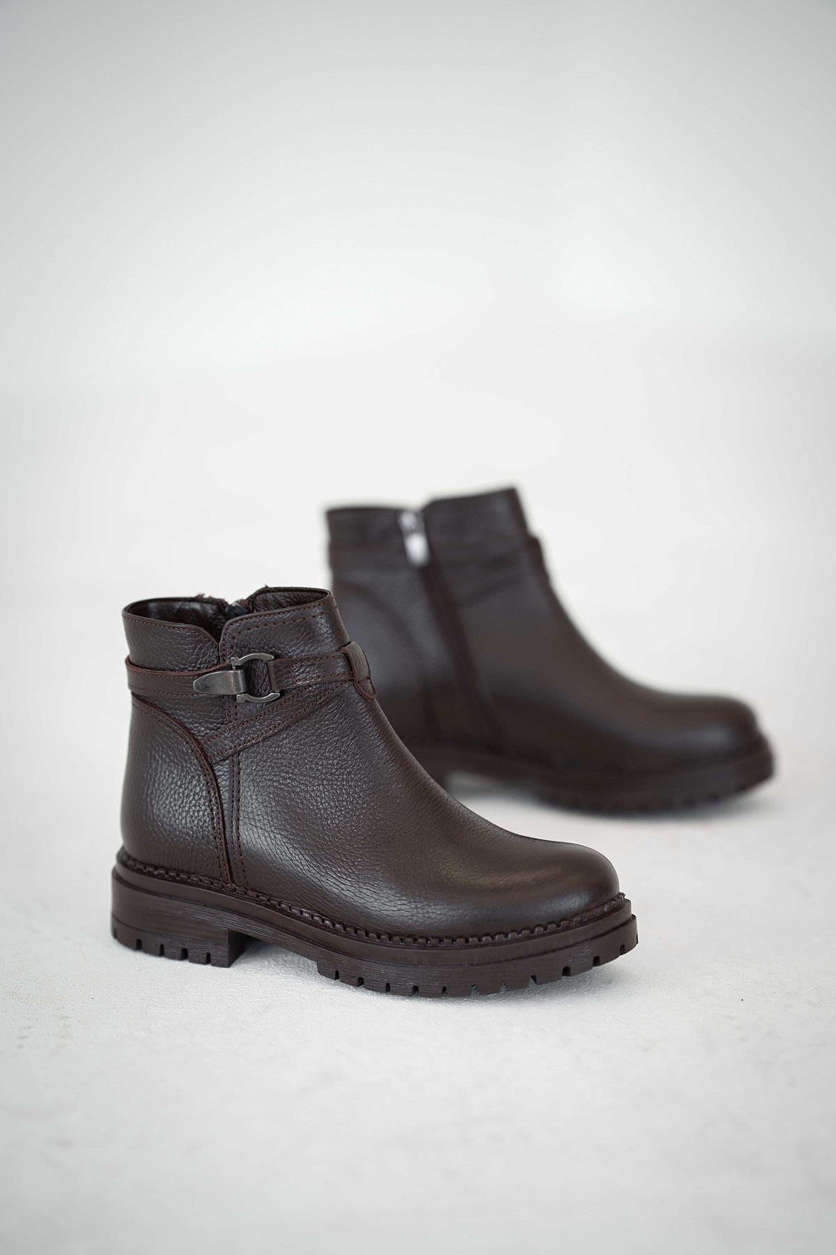 Mercury Kadın Hakiki Deri Kısa Bot Kahverengi