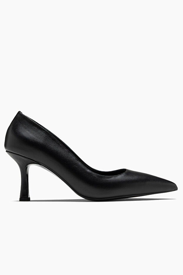 Monat İnce Topuklu Deri Stiletto KSİYAH