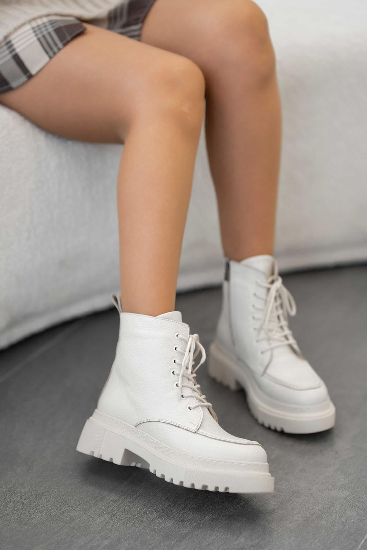 Patrick Kadın Hakiki Deri Postal Ekru