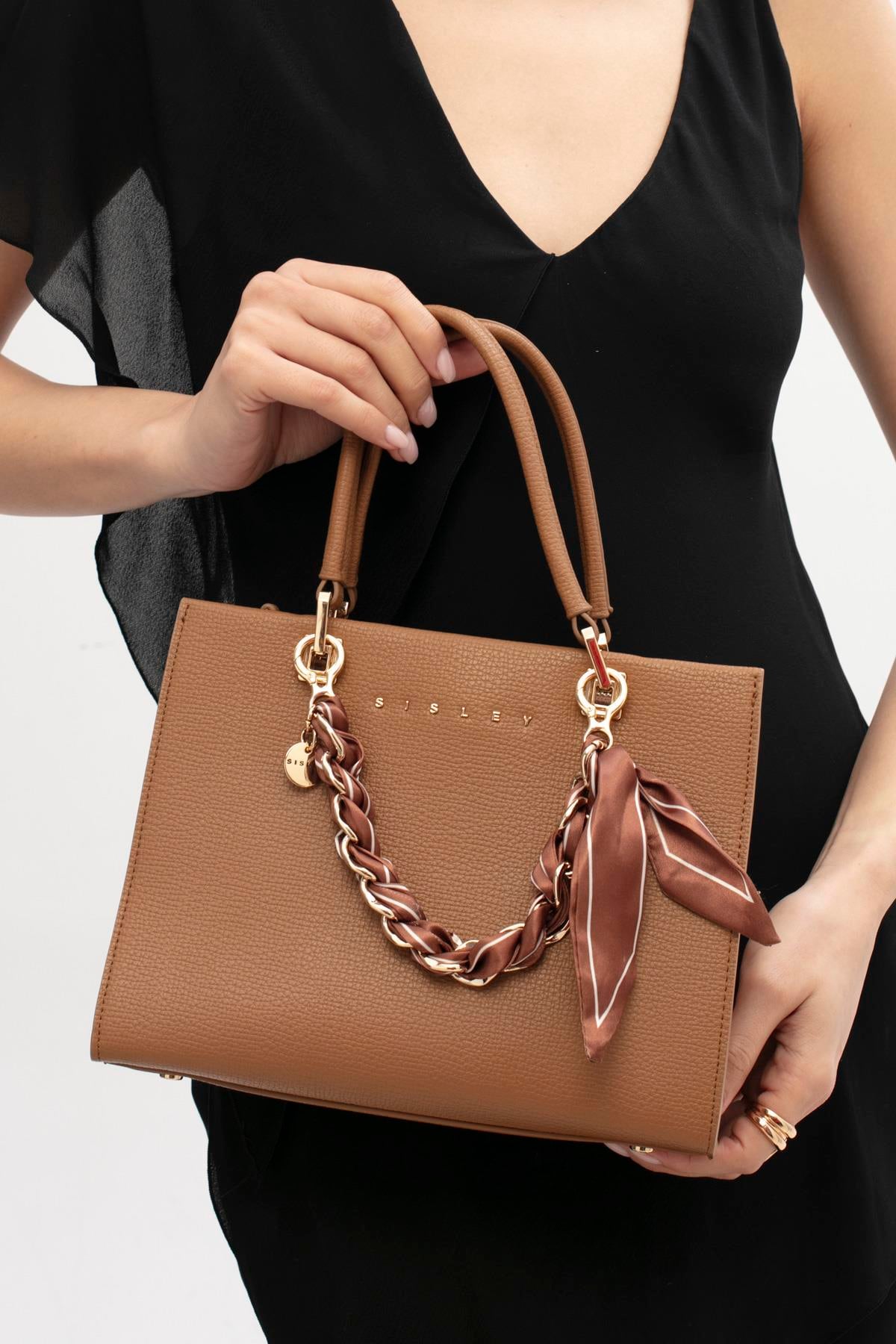 Sisley 324 Kadın Deri Kol Çantası Camel