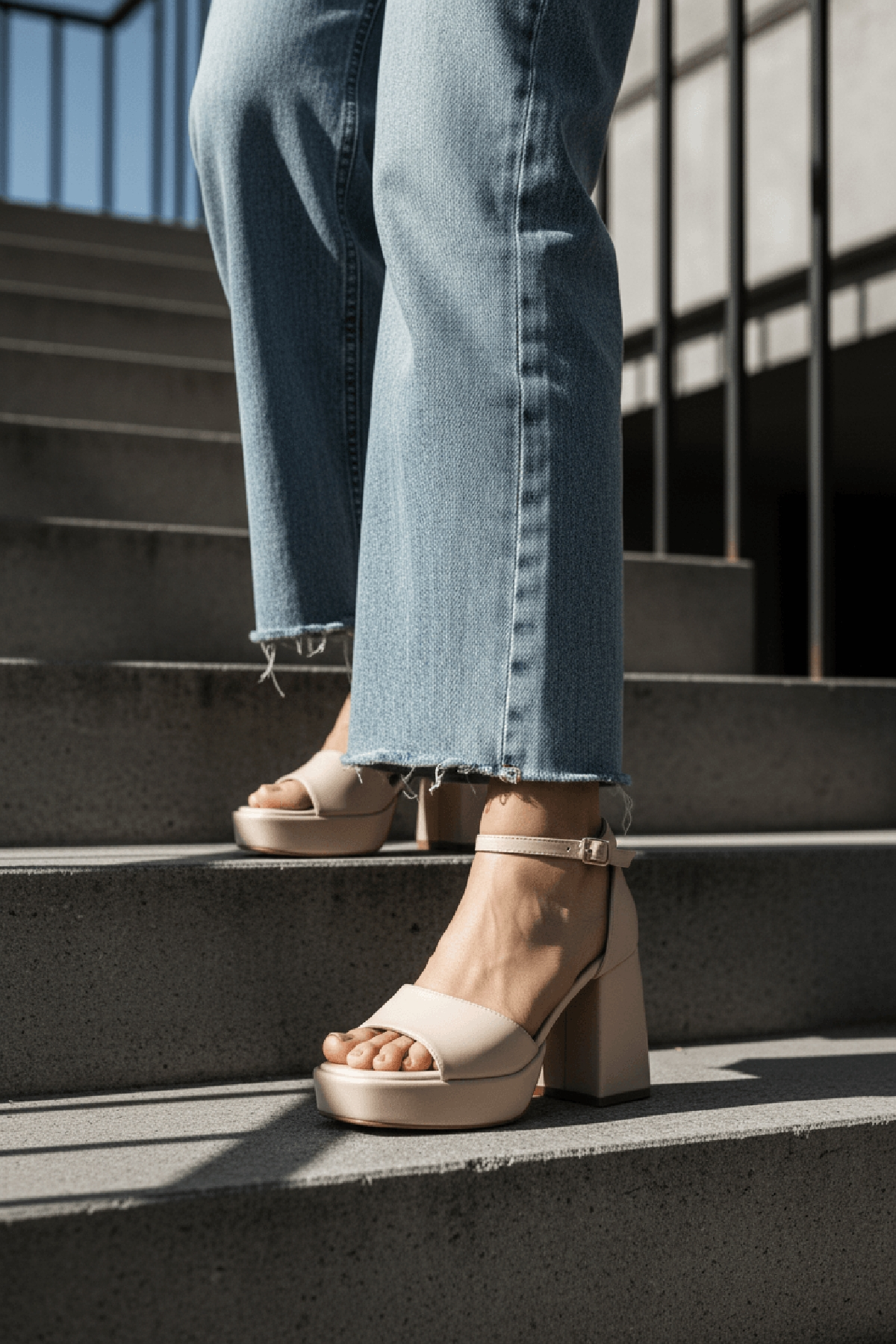 June Bej Cilt ( 9 Cm Topuk ) Platform Topuklu Günlük Ayakkabı