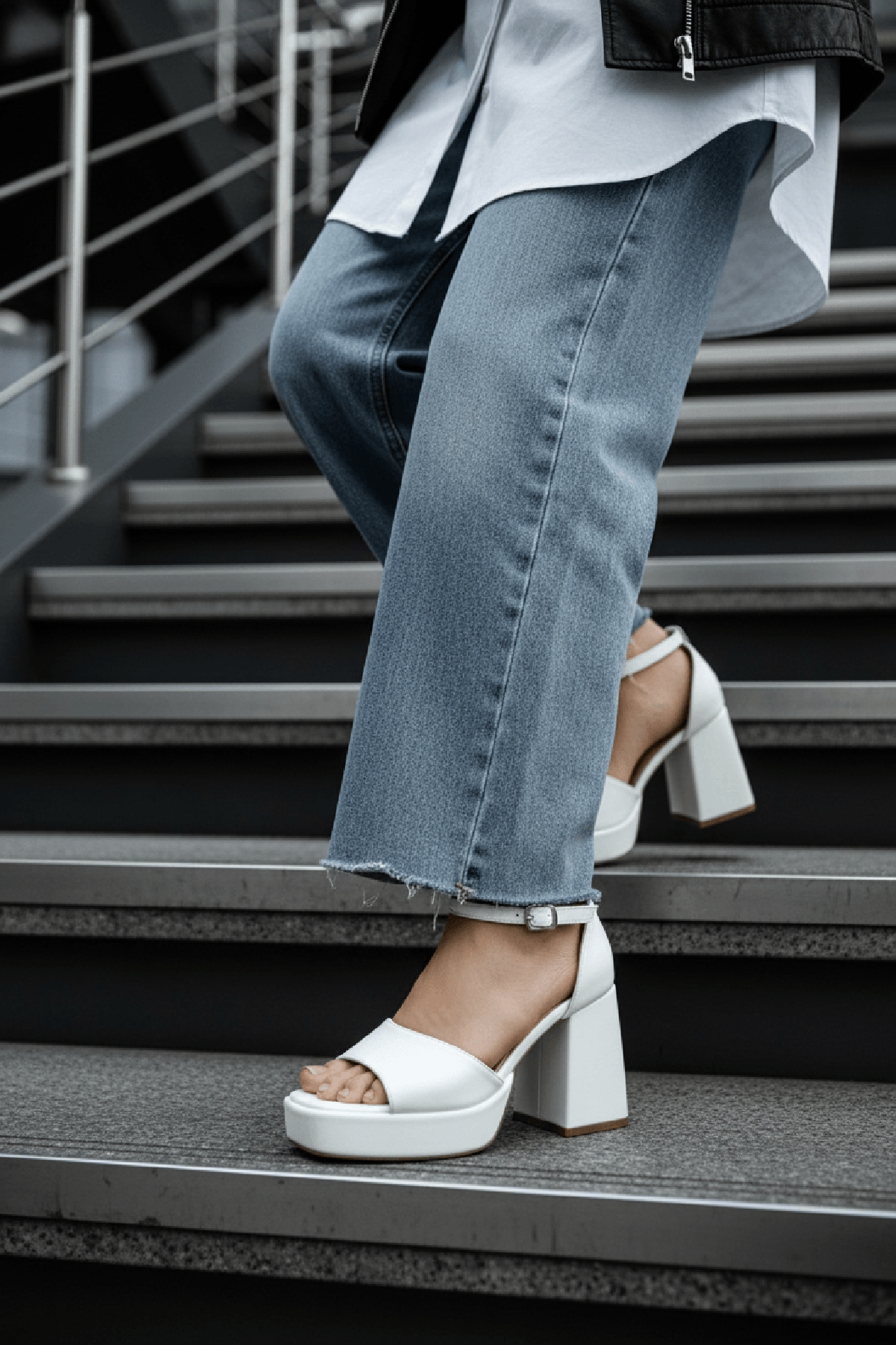 June Beyaz Cilt ( 9 Cm Topuk ) Platform Topuklu Günlük Ayakkabı