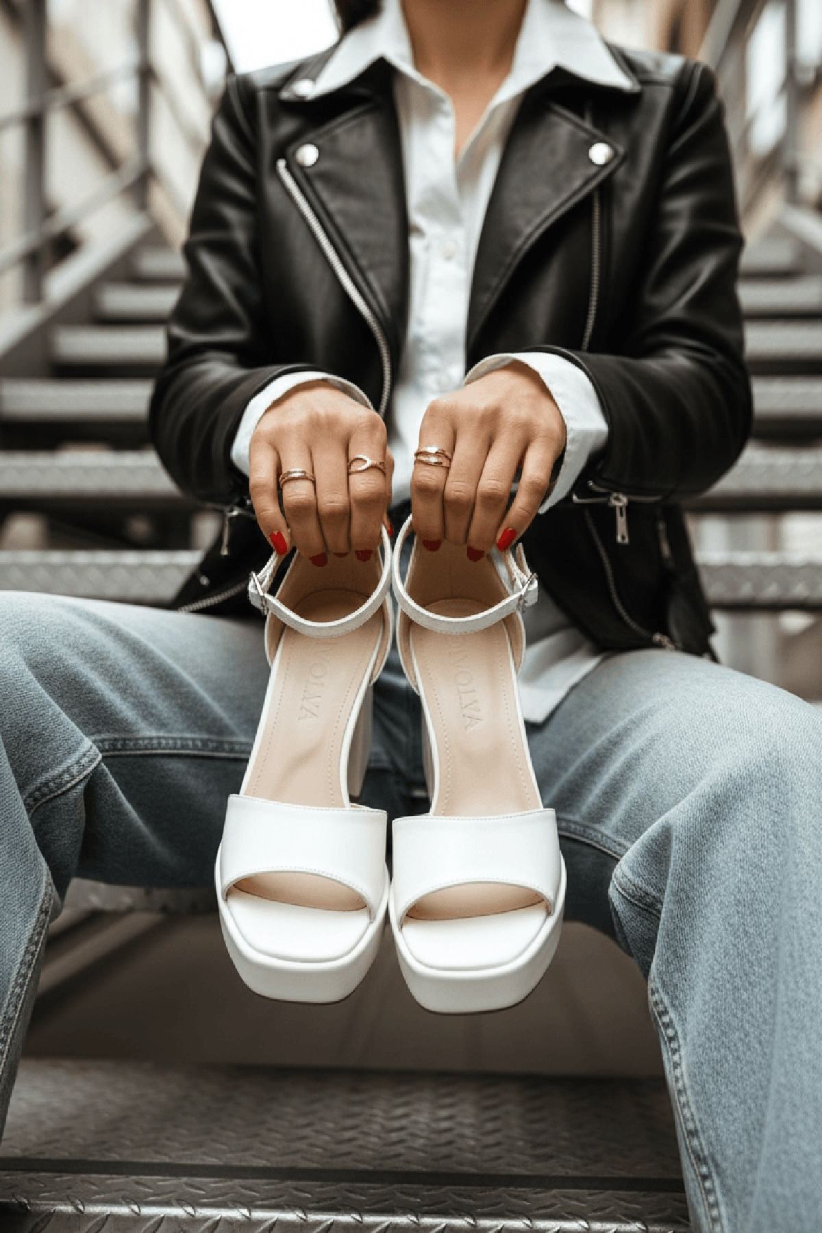 June Beyaz Cilt ( 9 Cm Topuk ) Platform Topuklu Günlük Ayakkabı