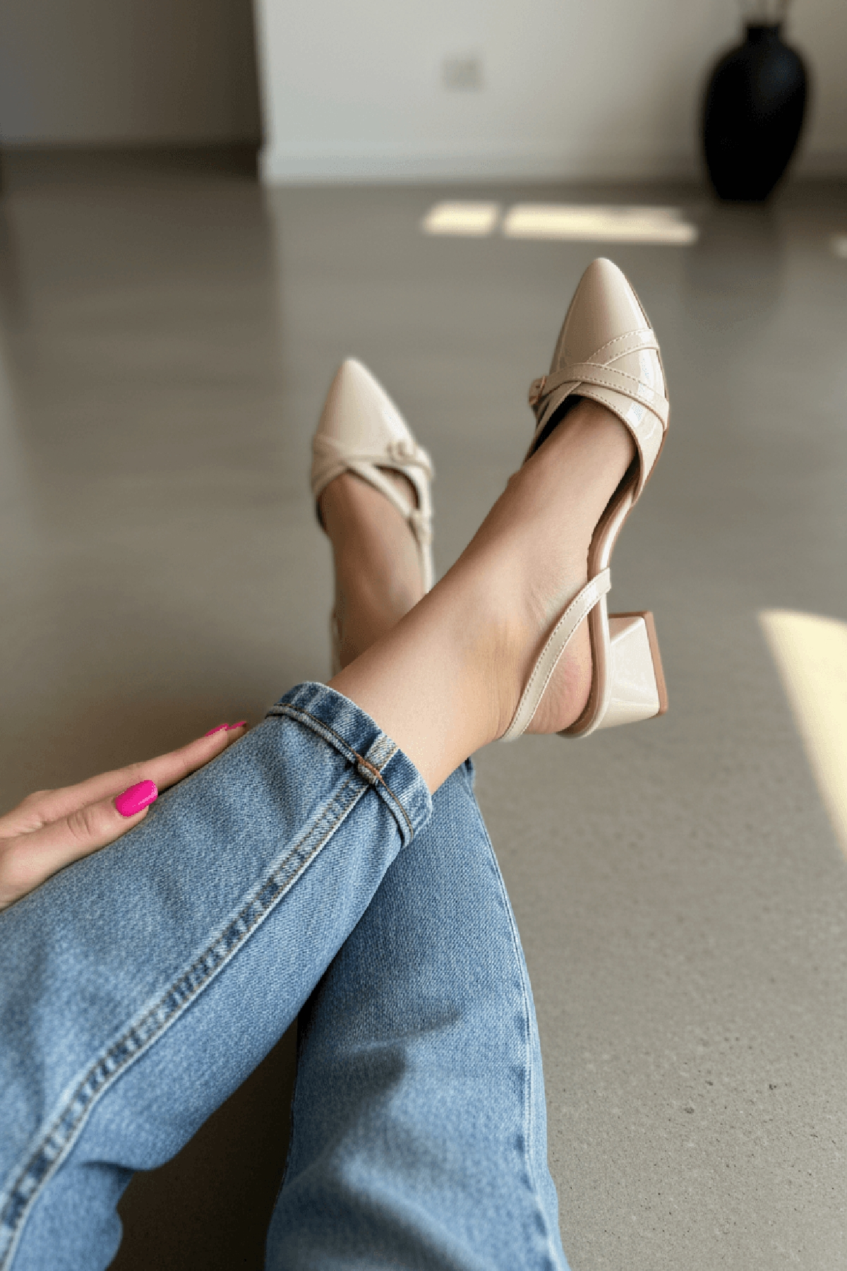 Paula Bej Rugan (4cm Topuklu) Sivri Burun Ayakkabı