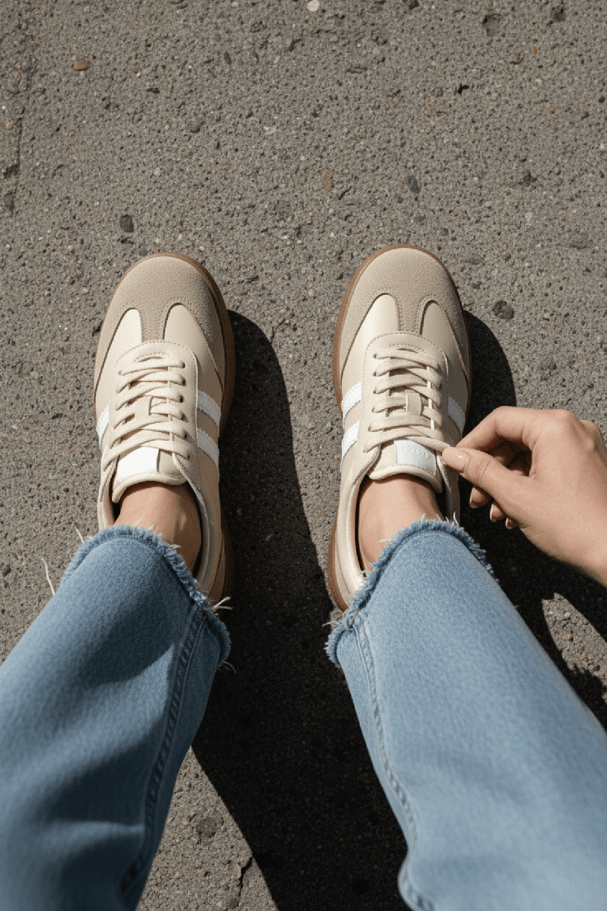 Samba Bej Süet Yanları Çizgili Spor Ayakkabı Sneaker