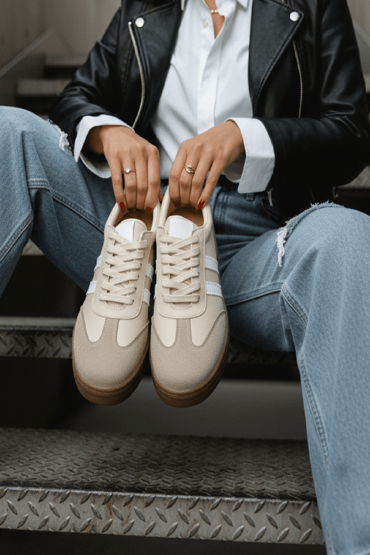 Samba Bej Süet Yanları Çizgili Spor Ayakkabı Sneaker