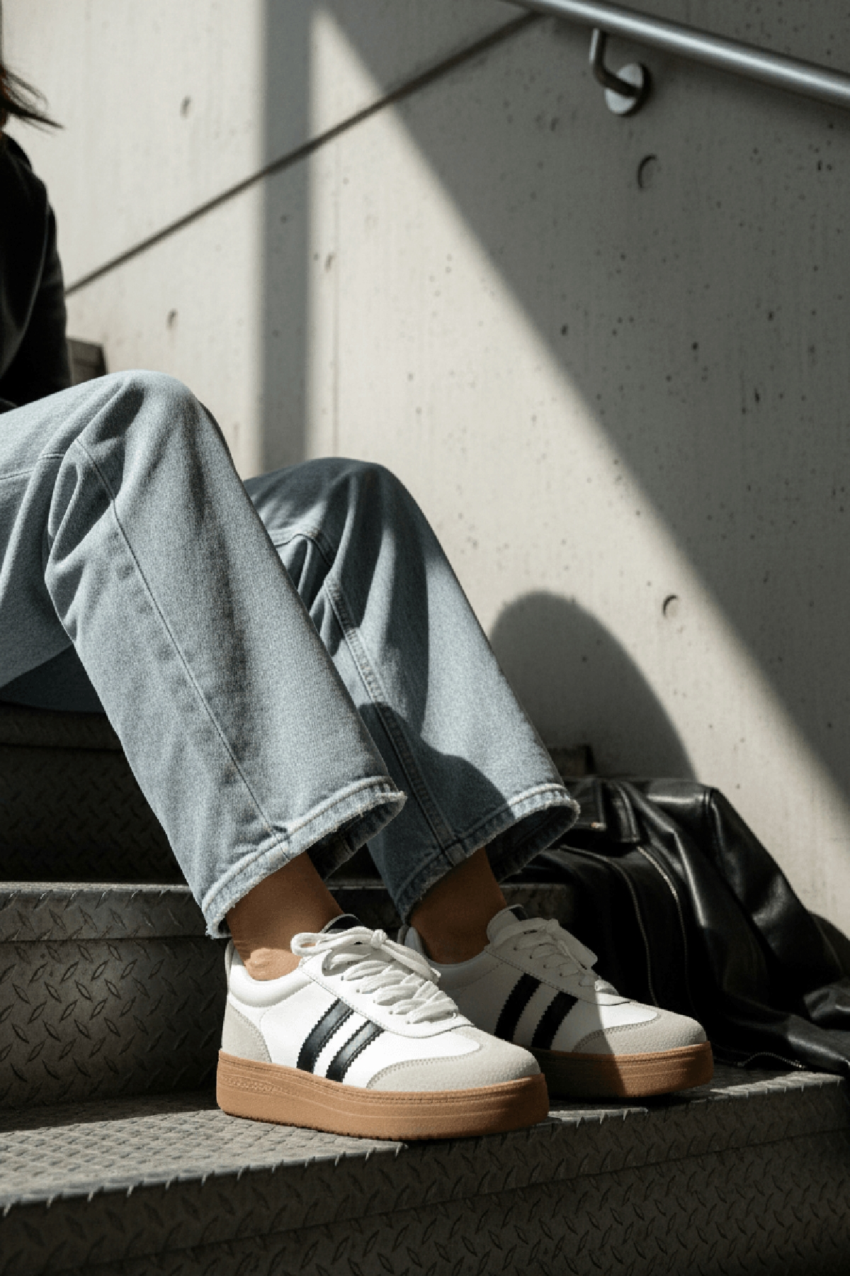 Samba Beyaz Süet Yanları Çizgili Spor Ayakkabı Sneaker