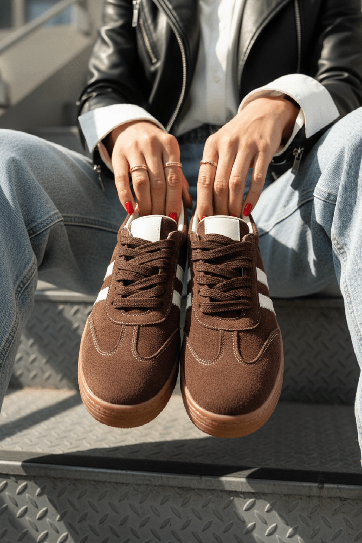 Samba Kahve Süet Yanları Çizgili Spor Ayakkabı Sneaker