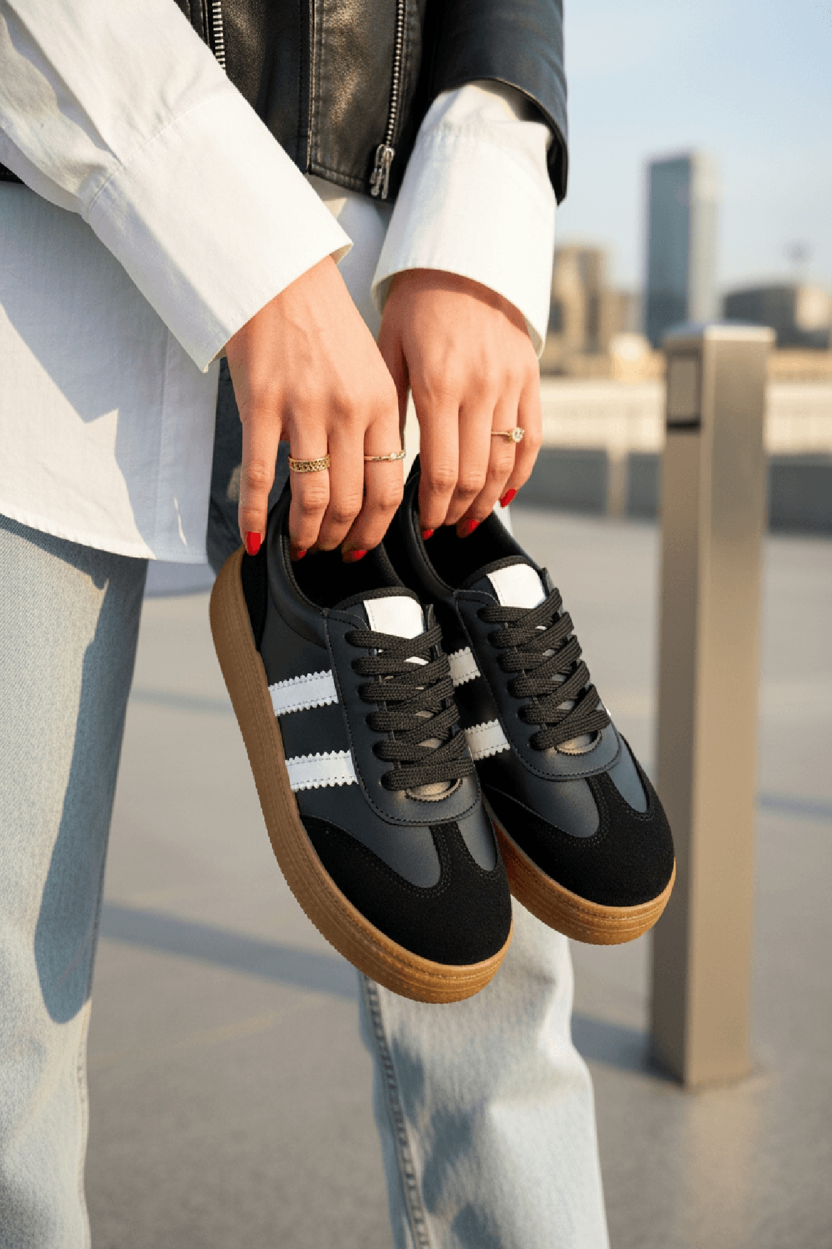 Samba Siyah Süet Yanları Çizgili Spor Ayakkabı Sneaker
