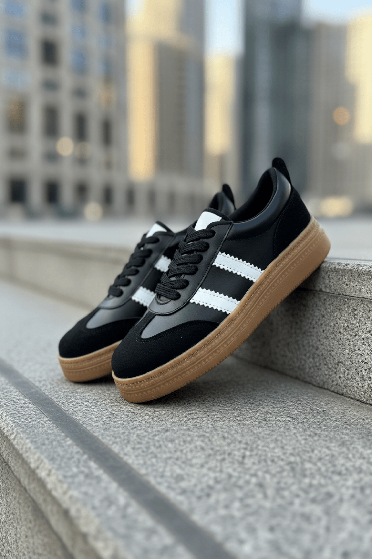 Samba Siyah Süet Yanları Çizgili Spor Ayakkabı Sneaker