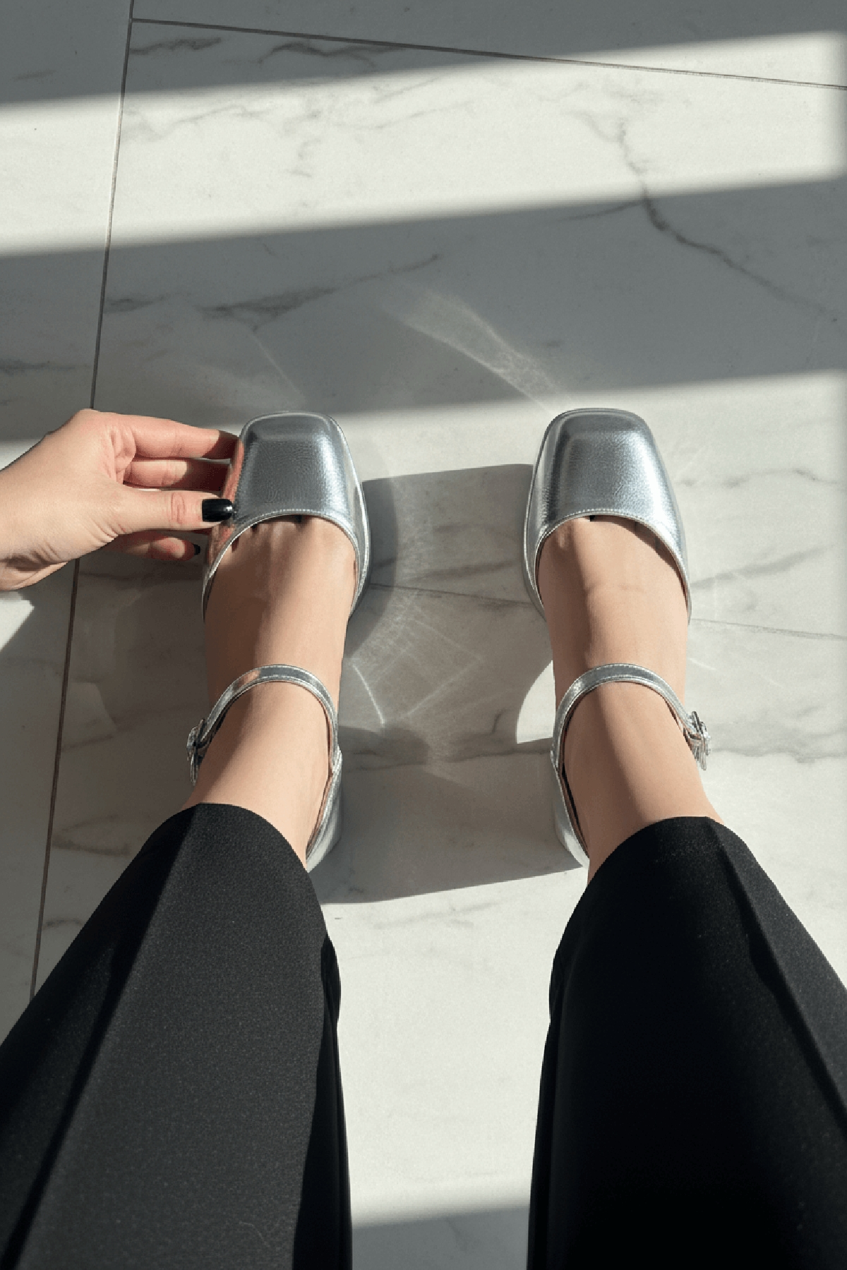 Serra Gümüş Platform ( 9 Cm Topuklu ) Günlük Topuklu Ayakkabı