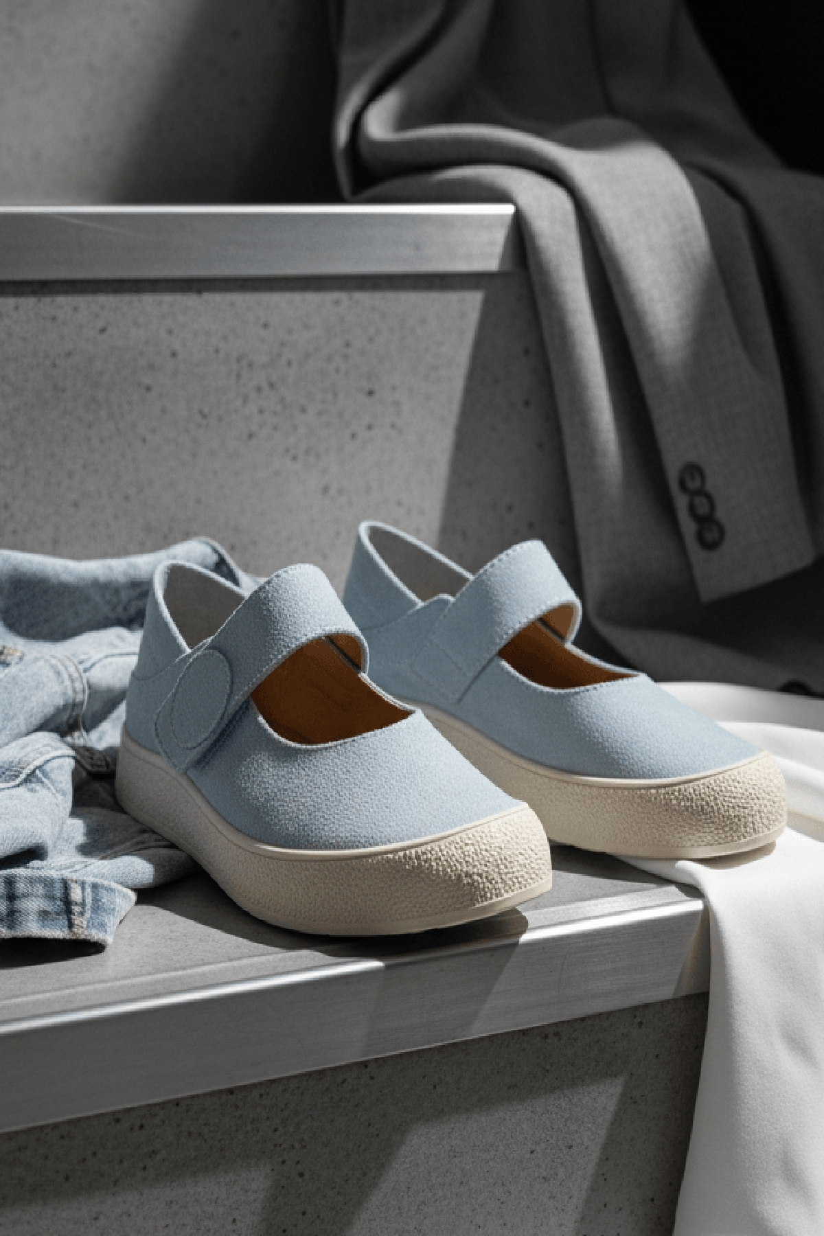 Varius Bebe Mavi Süet ( 3 cm Topuklu ) Yuvarlak Burunlu  Detaylı Loafer Ayakkabı