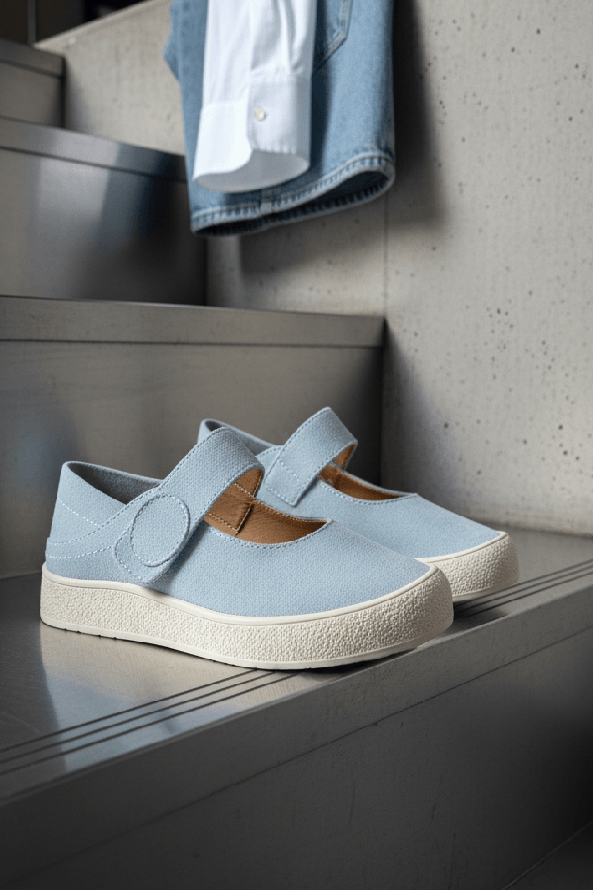 Varius Bebe Mavi Süet ( 3 cm Topuklu ) Yuvarlak Burunlu  Detaylı Loafer Ayakkabı