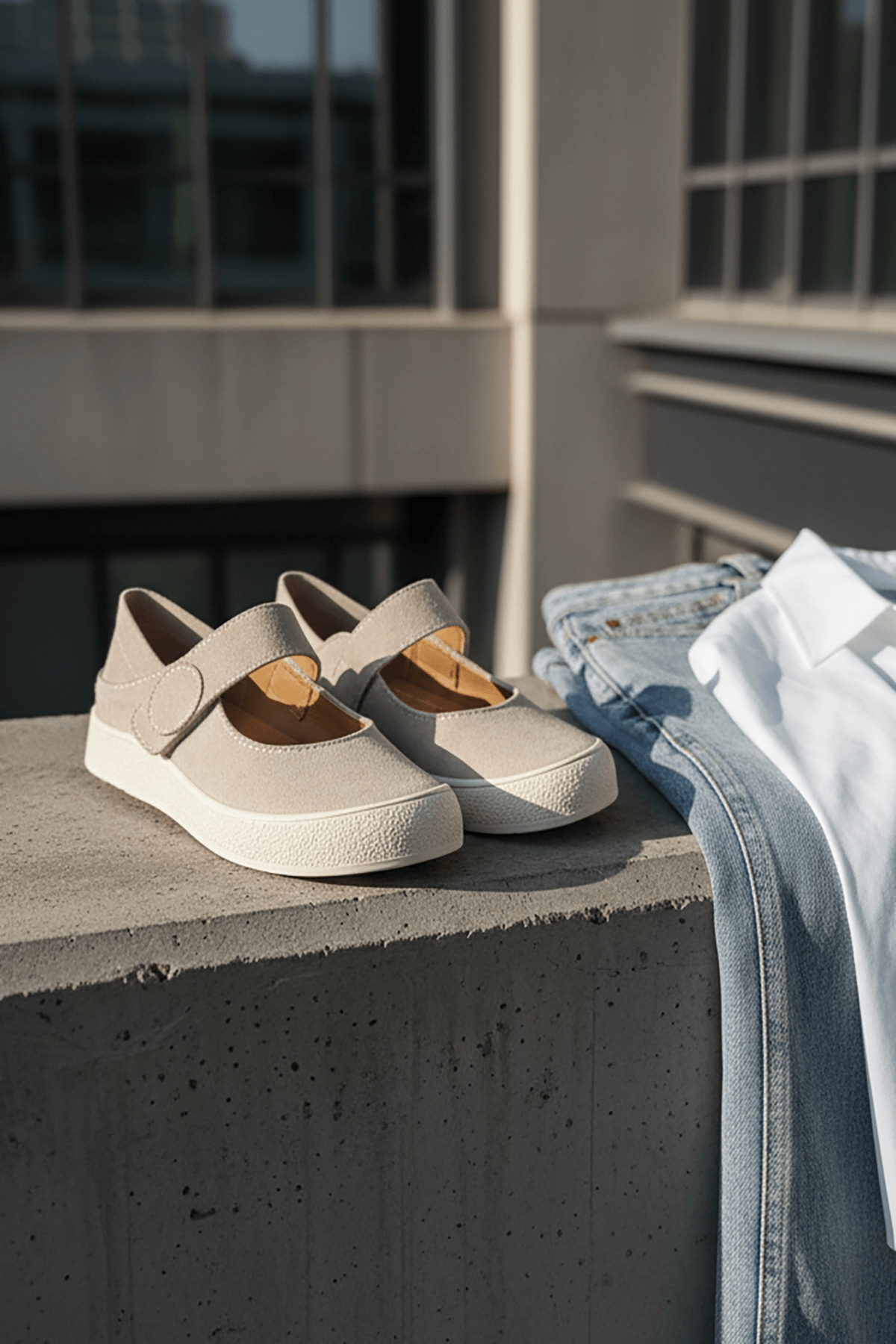 Varius Bej Süet ( 3 cm Topuklu ) Yuvarlak Burunlu  Detaylı Loafer Ayakkabı