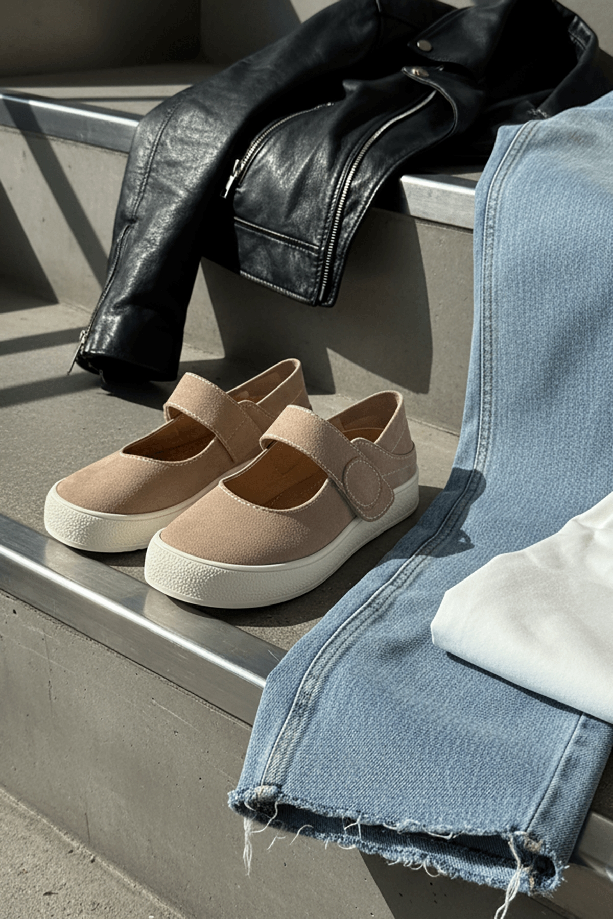 Varius Bej Süet ( 3 cm Topuklu ) Yuvarlak Burunlu  Detaylı Loafer Ayakkabı