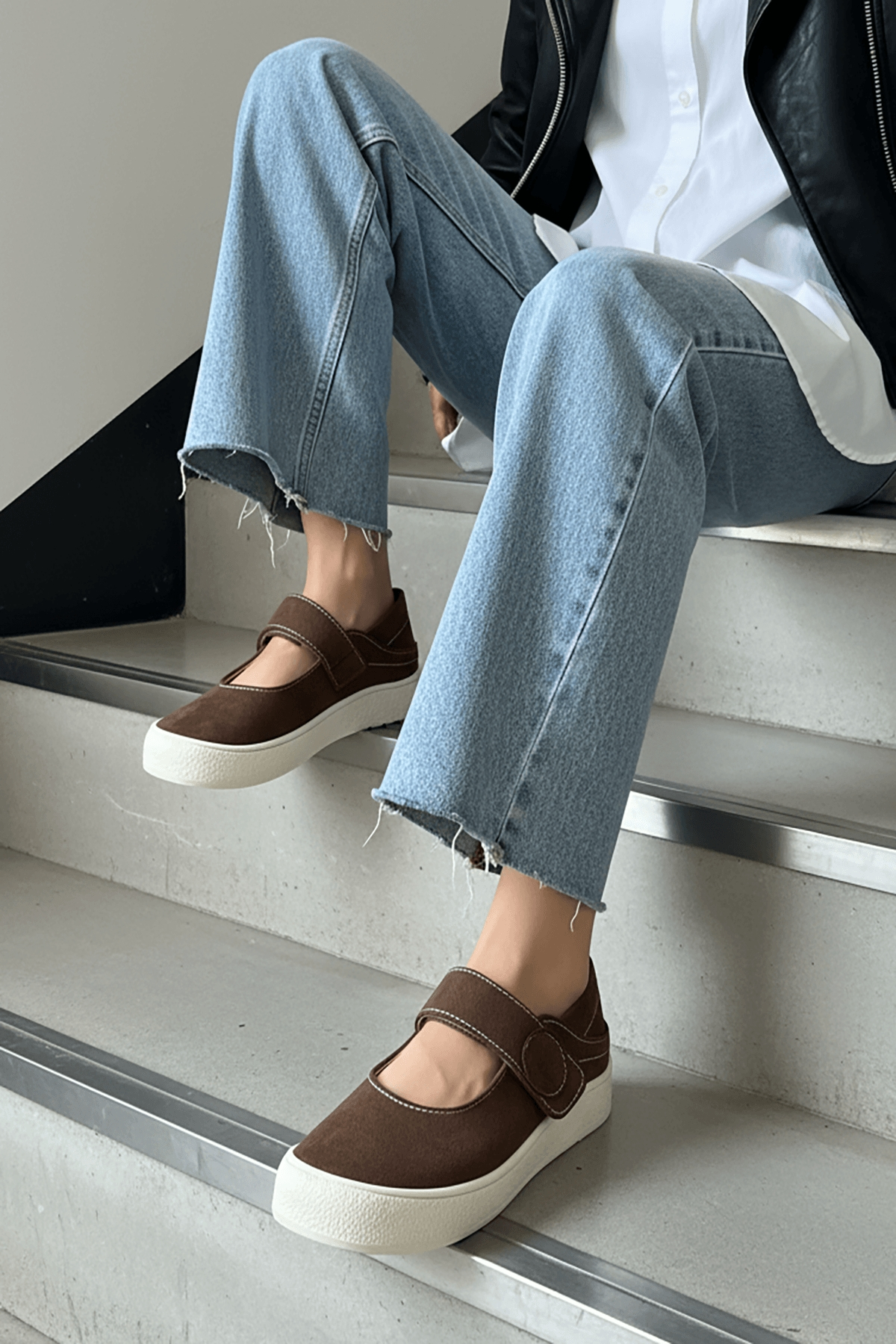 Varius Kahverengi Süet ( 3 cm Topuklu ) Yuvarlak Burunlu  Detaylı Loafer Ayakkabı