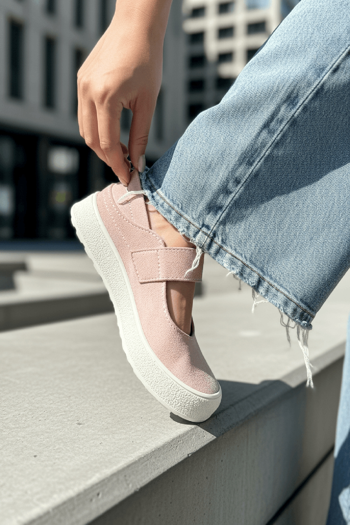 Varius Pudra Süet ( 3 cm Topuklu ) Yuvarlak Burunlu  Detaylı Loafer Ayakkabı