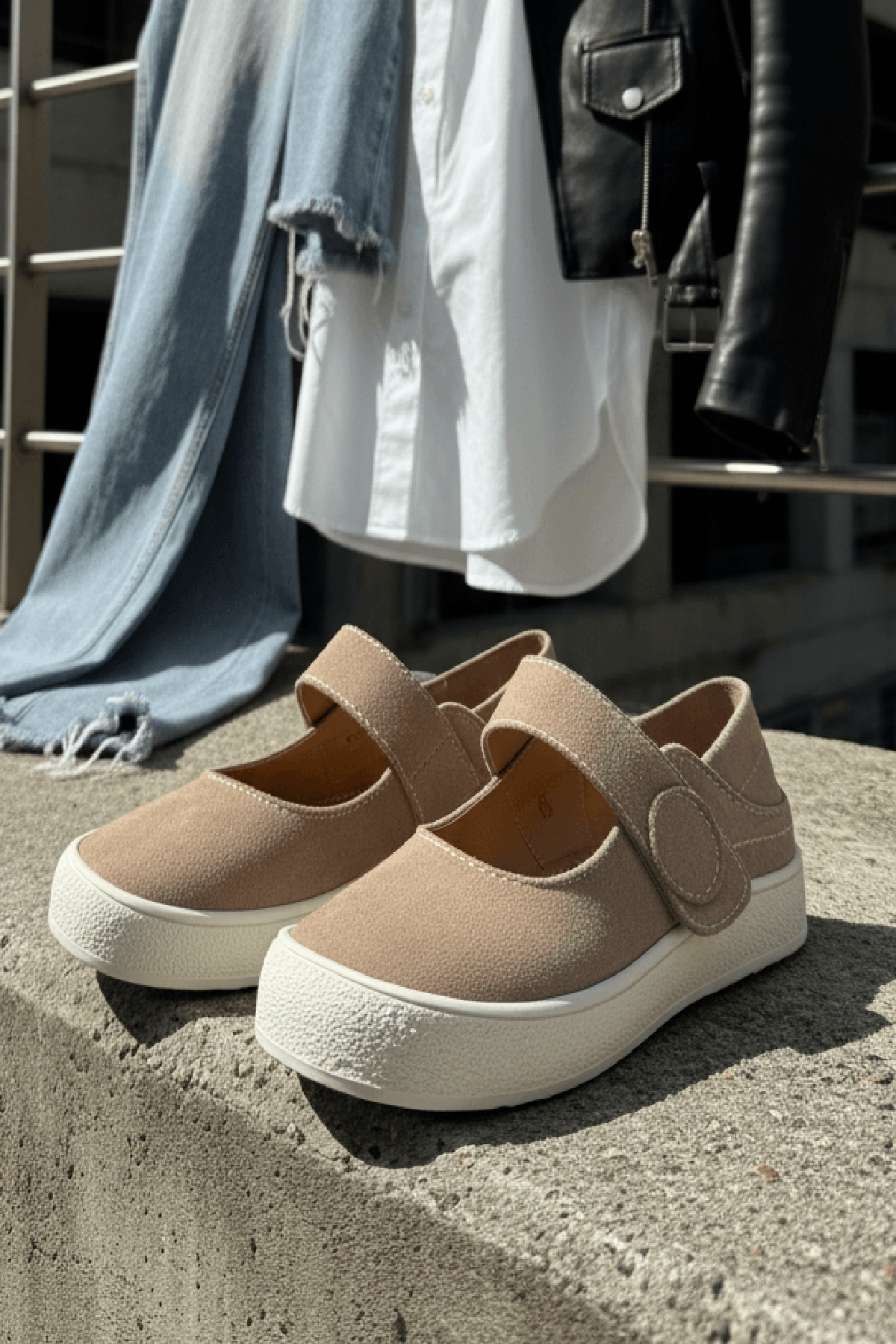Varius Vizon Süet ( 3 cm Topuklu ) Yuvarlak Burunlu  Detaylı Loafer Ayakkabı