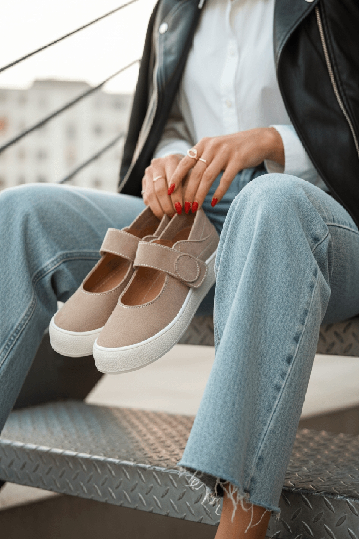 Varius Vizon Süet ( 3 cm Topuklu ) Yuvarlak Burunlu  Detaylı Loafer Ayakkabı