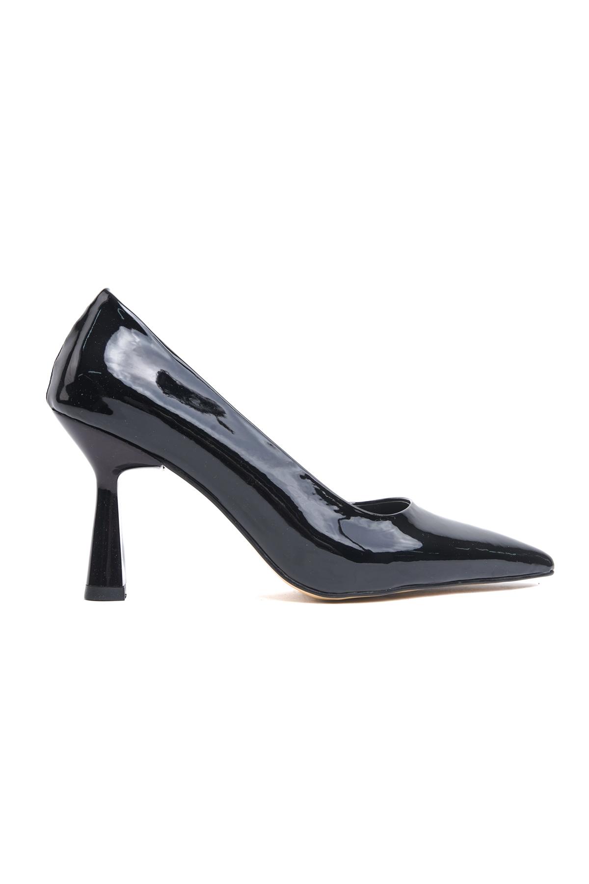Vest Siyah Rugan (8cm) Topuk  Boyu Günlük Kullanım Stiletto