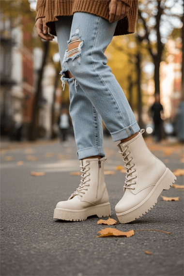 Armoni Bej Cilt Kalın Tabanlı Kadın Günlük Postal