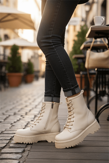 Armoni Bej Cilt Kalın Tabanlı Kadın Günlük Postal