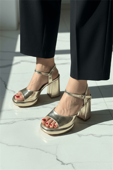 Bello Gold ( 9 Cm Topuk ) Platform Topuklu Günlük Ayakkabı
