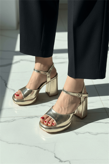Bello Gold ( 9 Cm Topuk ) Platform Topuklu Günlük Ayakkabı