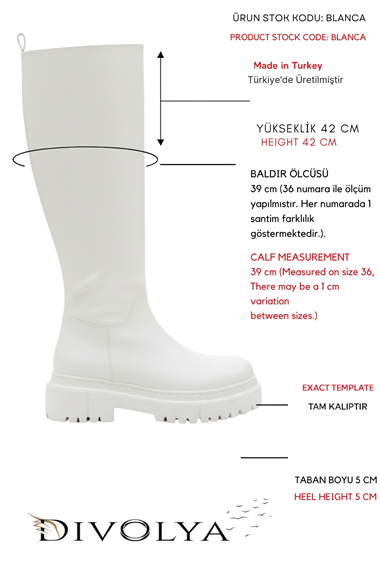 Blanca Beyaz Deri Çekme Günlük Kadın Çizme