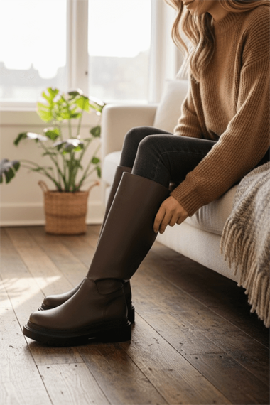 Blanca Kahverengi Çekme Yanı Fermuarlı Günlük Kadın Çizme