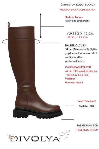 Blanca Kahverengi Çekme Yanı Fermuarlı Günlük Kadın Çizme