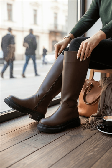 Blanca Kahverengi Çekme Yanı Fermuarlı Günlük Kadın Çizme