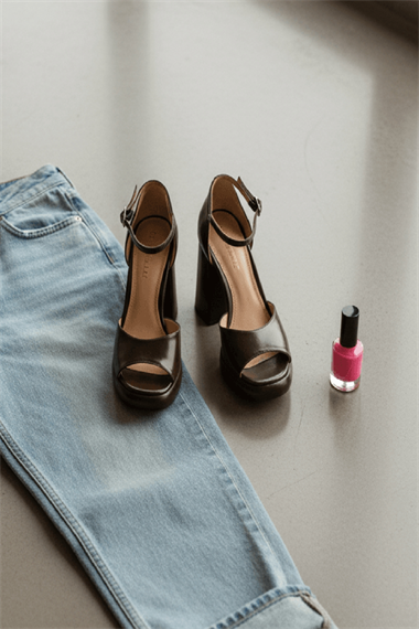 Bomme Kahve Kırışık( 9 Cm Topuk ) Platform Topuklu Günlük Ayakkabı