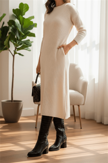 Despina Siyah Krokodil Deri Topuklu (5 cm Topuklu ) Yanı Fermuarlı Günlük Kullanım Çizme