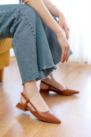 Felina Taba ( 3 cm Topuklu ) Sivri Burun Topuklu Ayakkabı